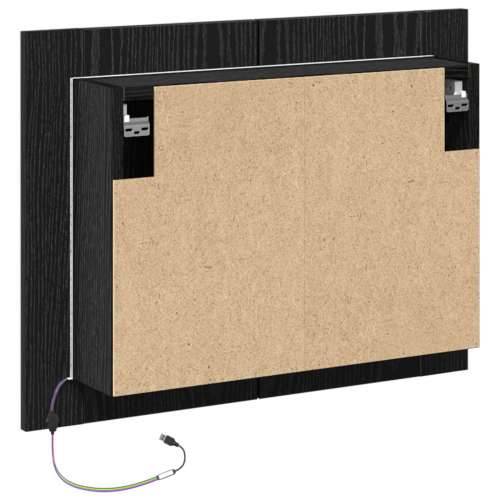 LED ogledalo za kupaonicu, crni ormar od hrastovine, 60x12x45 cm, drvo Cijena