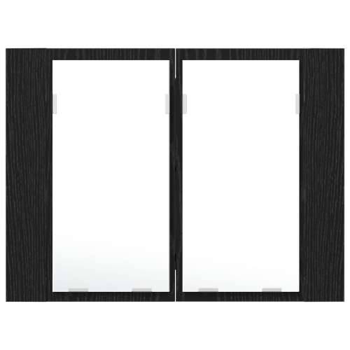 LED ogledalo za kupaonicu, crni ormar od hrastovine, 60x12x45 cm, drvo Cijena