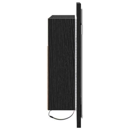 LED ogledalo za kupaonicu, crni ormar od hrastovine, 60x12x45 cm, drvo Cijena
