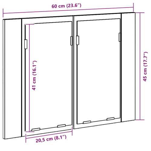 LED ogledalo za kupaonicu, crni ormar od hrastovine, 60x12x45 cm, drvo Cijena