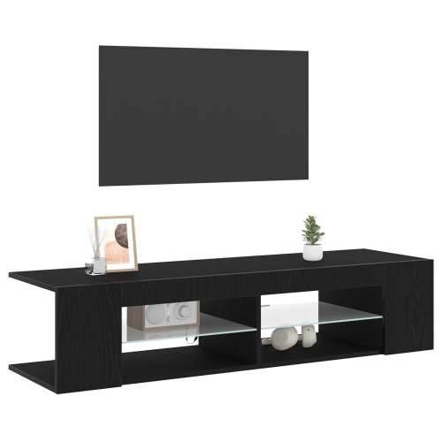 TV komoda s LED svjetlima crni hrast 135x39x30 cm od drvenih kompozita Cijena