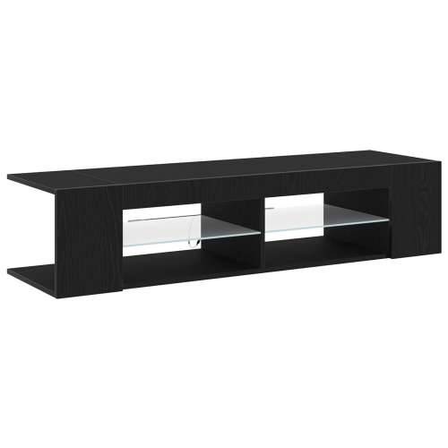 TV komoda s LED svjetlima crni hrast 135x39x30 cm od drvenih kompozita Cijena