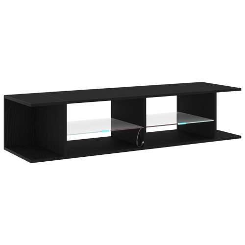 TV komoda s LED svjetlima crni hrast 135x39x30 cm od drvenih kompozita Cijena