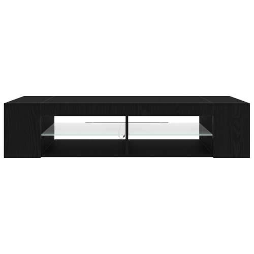 TV komoda s LED svjetlima crni hrast 135x39x30 cm od drvenih kompozita Cijena