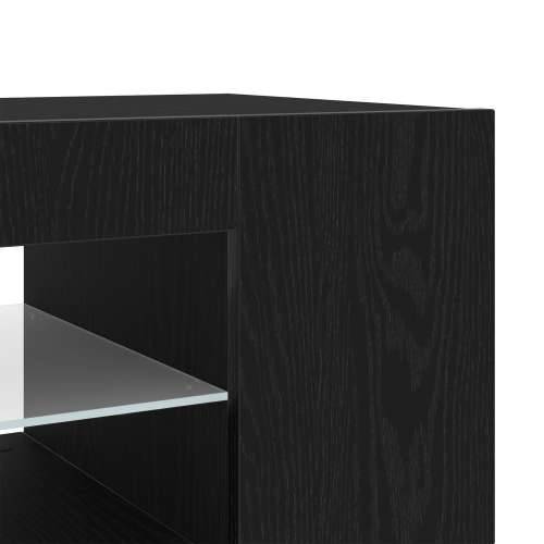 TV komoda s LED svjetlima crni hrast 135x39x30 cm od drvenih kompozita Cijena