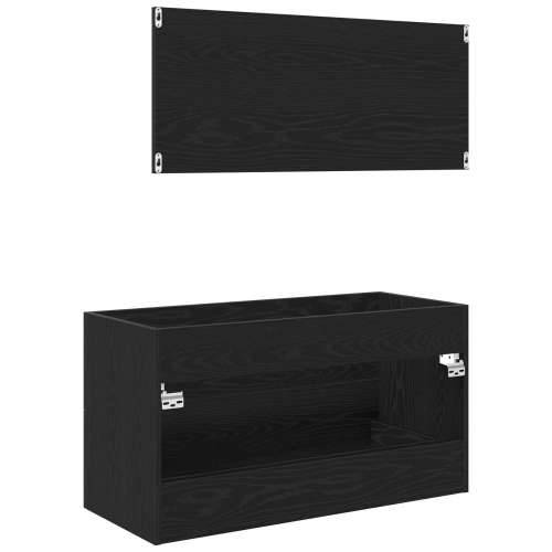 Kupaonski ormarić s ogledalom Crni hrast 90x45x1,5 cm Konstruirano drvo Cijena