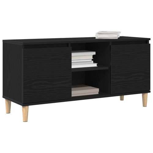 TV ormarić s drvenim nogama crni hrast 102x35x50 cm Cijena
