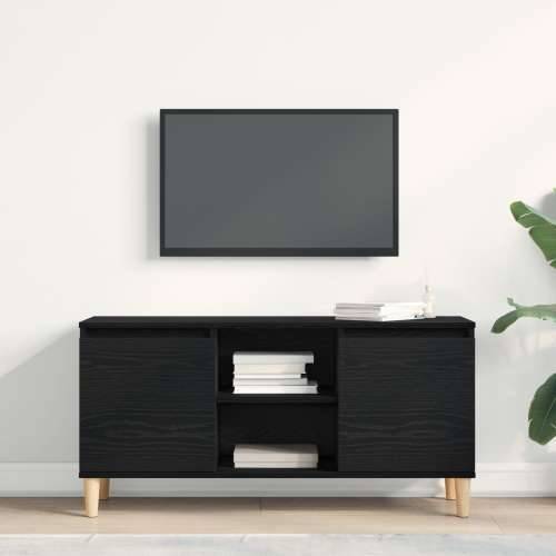 TV ormarić s drvenim nogama crni hrast 102x35x50 cm Cijena