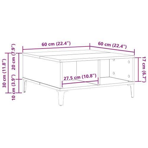 Stolić za kavu Crni Hrast 60x60x30 cm Konstruirano drvo Cijena