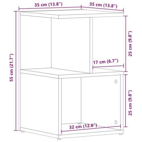 Noćni ormarić 2 kom Crna hrastovina 35x35x55 cm Ugaona ploča Cijena
