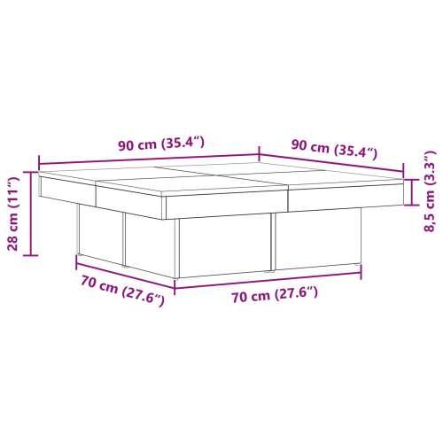 Stolić za kavu Crni Hrast 90x90x28 cm Inženjersko drvo Cijena