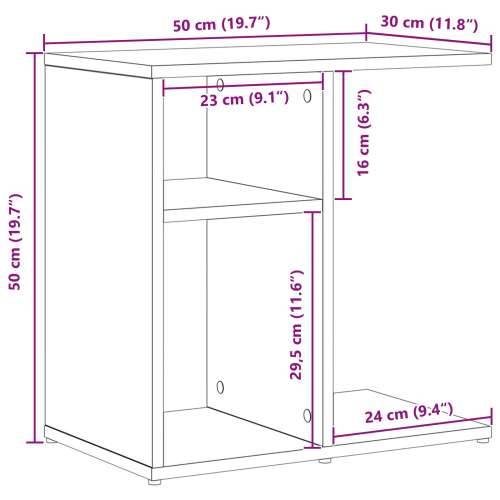 Bočni Stol Crni Hrast 50x30x50 cm Melaminska Ploča Cijena