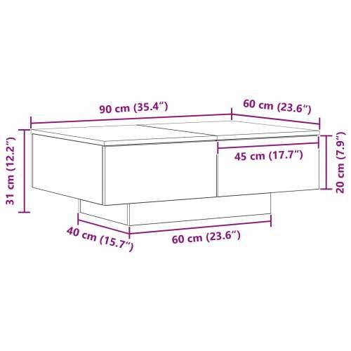 Stolić za kavu Crni hrast 90x60x31 cm Odabrano drvo Cijena