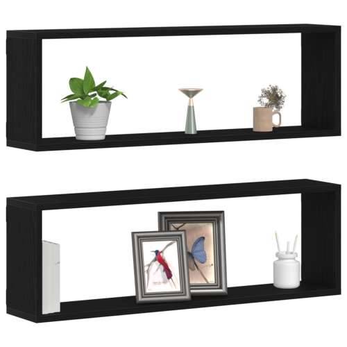 Police - Set od 2, Crni hrast, 80x15x26 cm, Napravljeno od konstruiranog drva Cijena