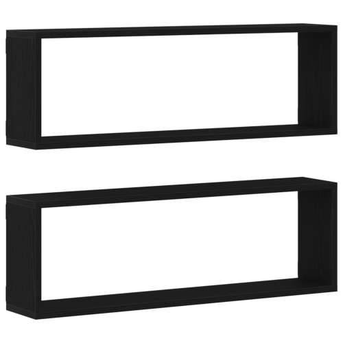 Police - Set od 2, Crni hrast, 80x15x26 cm, Napravljeno od konstruiranog drva Cijena