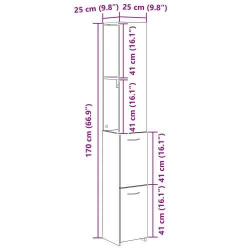 Kupaonski ormar Crni hrast 25x25x170 cm Drvo Cijena
