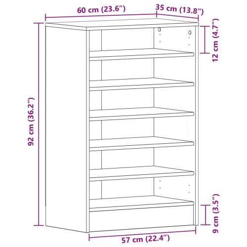 Ormar za cipele Crni Hrast 60x35x92 cm Odabrano drvo Cijena