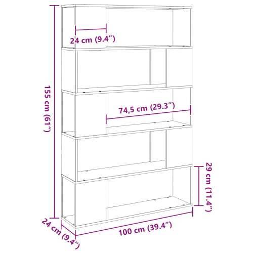 Polica za knjige Crna Hrast 100x24x155 cm Cijena