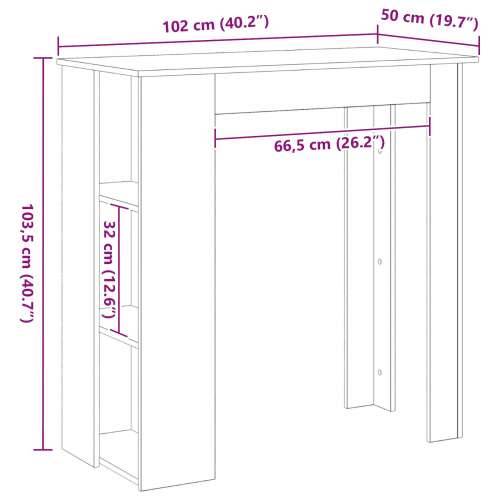 Bar Stol s Policom - Crni Hrast, 102x50x103.5 cm, Izrađen od inženjerskog drva Cijena