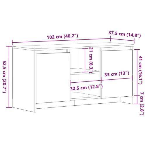 TV kabrinet crni hrast 102x37,5x52,5 cm konstruirano drvo Cijena