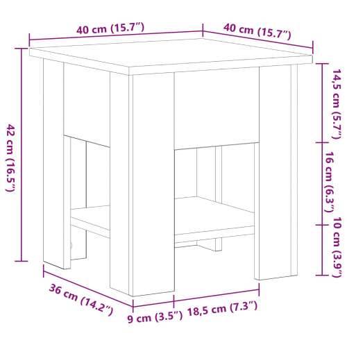 Stolić za kavu Crna Oslikana hrast 40x40x42 cm Konstruirano drvo Cijena