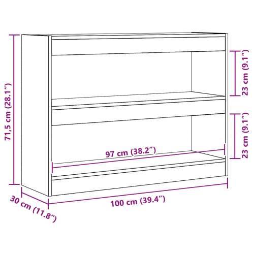 Knjiga Kabinet/Dijelitelj Ureda u Starom Drvetu, 100x30x72 cm, Izrađeno od Inženjerskog Drva Cijena