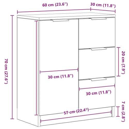 Crni hrastovi komoda 60x30x70 cm napravljena od konstruiranog drva Cijena