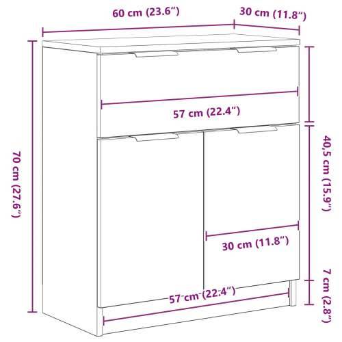 Crni Hrastov Sideboard 60x30x70 cm Konstruirano drvo Cijena