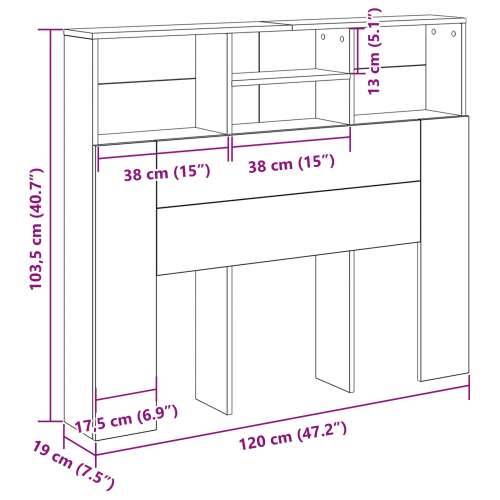 Glava kreveta s ormarićem Crni hrast 120x19x103.5 cm Konstruirano drvo Cijena