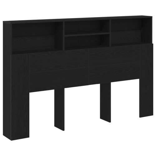 Glava kreveta s ormarom u crnom hrastu - 160x19x103.5 cm napravljena od inženjerskog drva Cijena