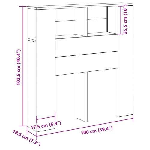 Glava kreveta s ormarom Crna hrastovina 100x19x104.5 cm Izrađeno od konstruiranog drva Cijena
