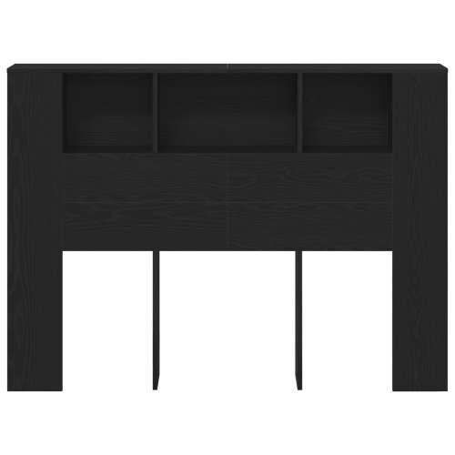 Crna hrastova glava kreveta - 140x19x104.5 cm - Rađeno od inženjerskog drveta Cijena
