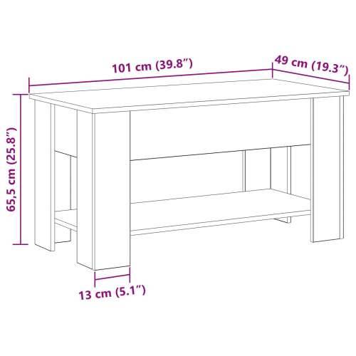 Crni hrastov stolić za kavu - 101x49x52 cm napravljen od inženjerskog drva Cijena
