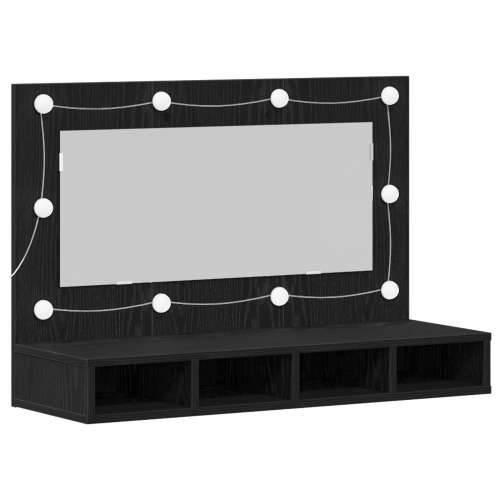 LED ogledalo s ormarom u crnom hrastu - 90x31.5x62 cm Cijena