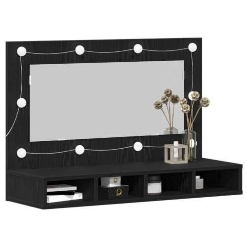 LED ogledalo s ormarom u crnom hrastu - 90x31.5x62 cm Cijena