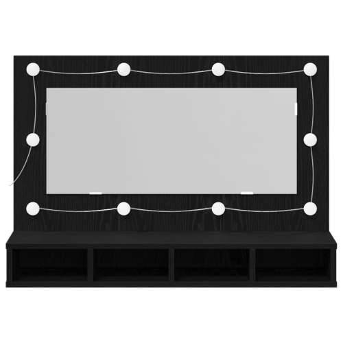 LED ogledalo s ormarom u crnom hrastu - 90x31.5x62 cm Cijena
