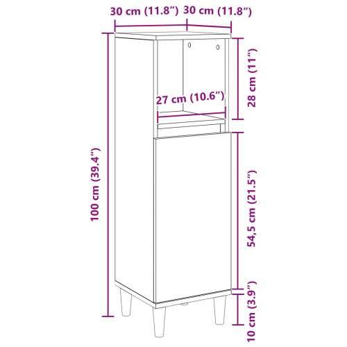 Kupaonski ormar Crna hrast 30x30x100 cm Konstruirano drvo Cijena