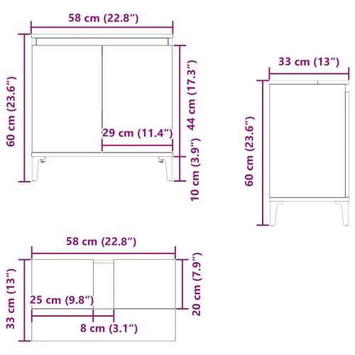 Kabinet za sudoper Crni hrast 58x33x60 cm Konstruirano drvo Cijena