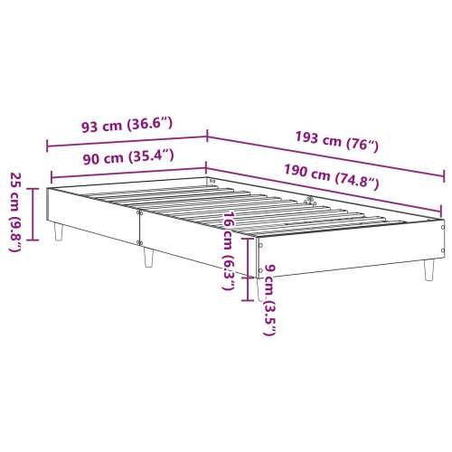 Krevet s okvirom 90x190 cm Crni hrast inženjersko drvo Cijena