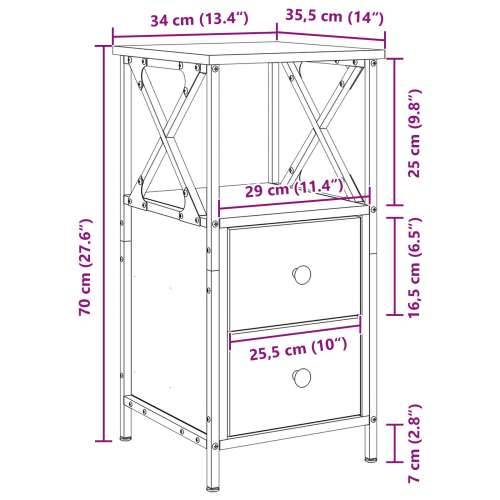 Noćni ormarići 2 kom Crni hrast 34x35,5x70 cm Odlično konstruirano drvo Cijena