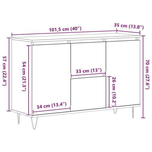 Komoda Crna Hrast 101,5x35x70 cm Konstruirano drvo Cijena