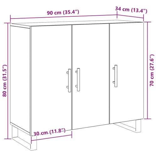 Komoda s 3 vrata Crni hrast 90x34x80 cm Konstruirano drvo Cijena