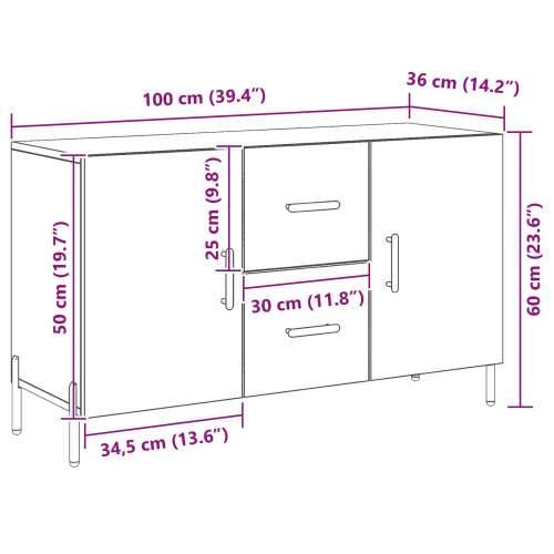 Sideboard Crna Hrast 100x36x60 cm Inženjerska Drvo Cijena