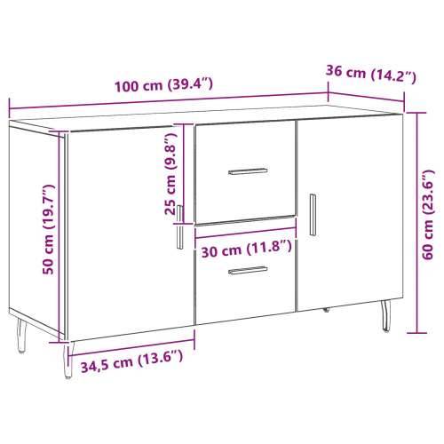 Crna Komoda od Hrasta 100x36x60 cm Cijena