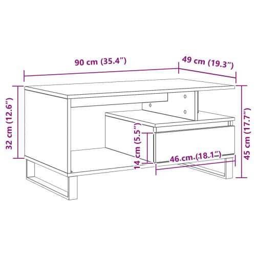 Stolić za kavu Crna Orah 90x49x45 cm Konstruirano drvo Cijena