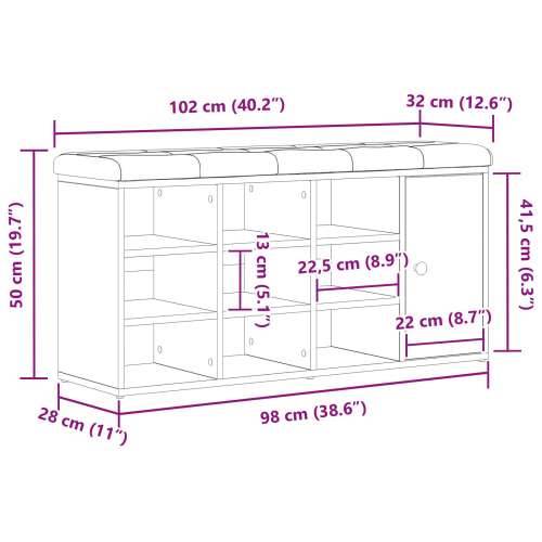 Klupa za odlaganje Crni hrast 100x30x48 cm Složena drvena Cijena