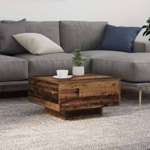 Stolić za kavu s LED svjetlima staro drvo 55x55x31 cm Cijena