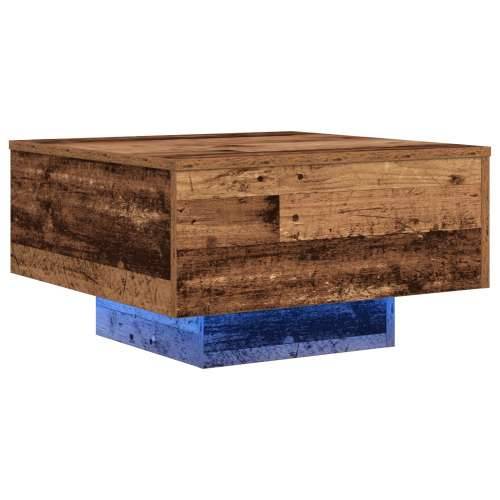 Stolić za kavu s LED svjetlima staro drvo 55x55x31 cm Cijena