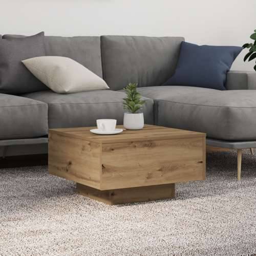 Stolić za kavu s LED svjetlima od umjetnog hrasta 55x55x31 cm Cijena