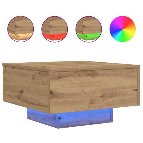 Stolić za kavu s LED svjetlima od umjetnog hrasta 55x55x31 cm Cijena